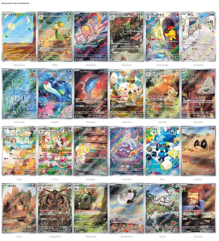 Pokémon cards representing illustration rare rankings